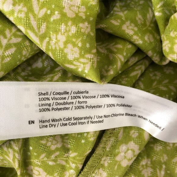 Land Of The Bee Lime Ivory Dress With Floral Pattern & Ruffle Trim Size Large - Picture 8 of 10